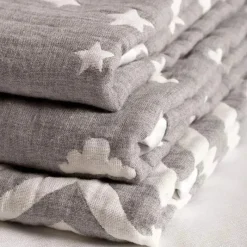 Living Textiles Cobertor jacquard de musselina de algodão - Grey Star Discount