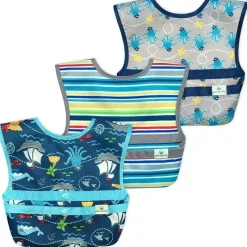 Iplay Conjunto de 3 babadores de brotos verdes Snap &amp; Go Easy Wear, Aqua Pirate Clearance
