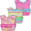 Iplay Conjunto de 3 babadores de brotos verdes Snap &amp; Go Easy Wear, campo de flores rosa Clearance