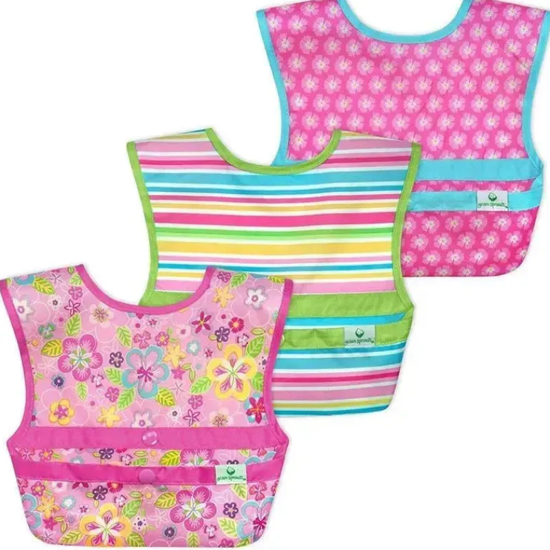 conjunto_de__babadores_de_SKUcCzmZGZJ_0.webp Iplay Conjunto de 3 babadores de brotos verdes Snap & Go Easy Wear, campo de flores rosa Clearance