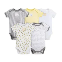 Burt's Bees Baby Conjunto de 5 bodys de manga curta Burt's Bees, estampas sunshine New