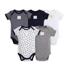 Burt's Bees Baby Conjunto de 5 bodys manga curta Burt's Bees, mirtilo Outlet