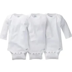 Gerber Conjunto de 3 macacões brancos de manga comprida Fashion