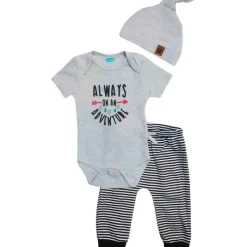 Bon Bébé Conjunto de Body Cinza Bon Bebe 3 Peças Best