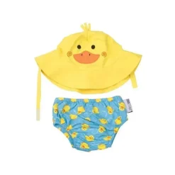 Zoocchini Conjunto de fralda de banho e chapéu de sol Pato Best