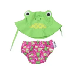 Zoocchini Conjunto de fraldas de natação e chapéu de sol Sapo New