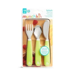 Munchkin Conjunto de garfo, faca e colher Splash para criança, verde Best