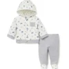 Little Me Conjunto de moletom com capuz Jaunty Jungle Heather Grey New