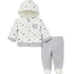 Little Me Conjunto de moletom com capuz Jaunty Jungle Heather Grey New