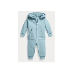 Ralph Lauren Conjunto de moletom e calça Fleece Full-Zip - Azul Claro New