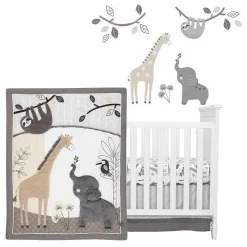 Lambs u0026 Ivy Conjunto de roupa de cama para bebês Lambs & Ivy Jungle Animals 4 peças Clearance