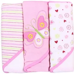 SpaSilk Conjunto de toalhas com capuz Soft Terry, pacote com 3 borboletas rosa Sale