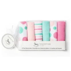 Rose Textiles Conjunto de toalhinhas de bebê - Rosa, Aqua Circles 6 peças Hot