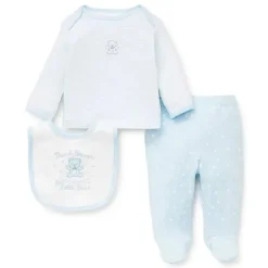 Little Me Conjunto ombro a ombro Thank Heaven com babador - azul Discount