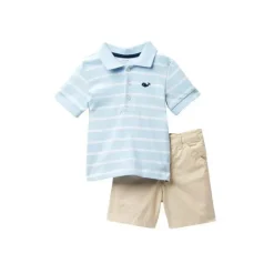 Little Me Conjunto Short Me Whale Polo - Bege Clearance