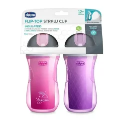 Chicco Copo de canudo Isolado Flip Top 12m+ (2pk) Dream Rosa/Roxo Hot