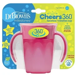 Dr. Brown's Copo de treinamento sem bico Dr. Brown's Cheers 360, rosa Outlet