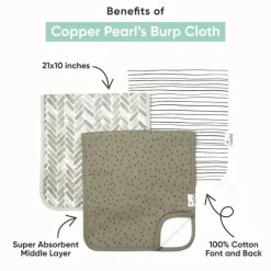 Copper Pearl - Conjunto de panos para arrotos Bliss (pacote com 3) Discount