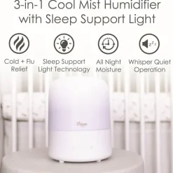 Crane - 3-In-1 Pediatric Cool Mist Humidifier And Aroma Diffuser And Sleep Support Light, 0.5 Gallon Clearance