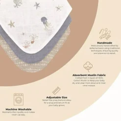 Crane Bedding - Cove 3-Pc. Muslin Bib Set, Ocean Life Sale