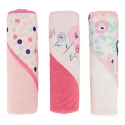 Cudlie - 3 Pk toalha com capuz enrolada/cardada, floral fresco New