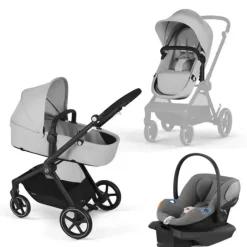 Cybex - Carrinho EOS + Cadeira Auto Infantil Aton G, Cinza Lava Online