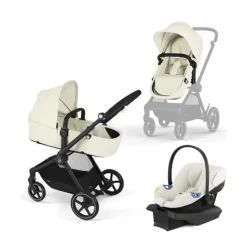 Cybex - Carrinho Eos Seashell Bege Moldura Preta & Aton G Fashion