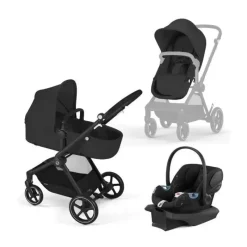 Cybex - Eos Stroller Black Frame & Aton G, Moon Black Online