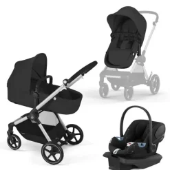 Cybex - EOS Travel System, carrinho + cadeirinha infantil Aton G Moon Black (moldura prateada) Online
