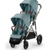 Cybex - Gazelle S 2 Double Stroller Bundle, Sky Blue/Silver Frame Best