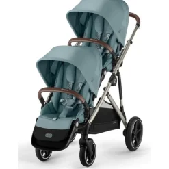 Cybex - Gazelle S 2 Double Stroller Bundle, Sky Blue/Silver Frame Best