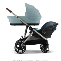 Cybex - Gazelle S 2 Double Stroller Bundle, Sky Blue/Silver Frame Best