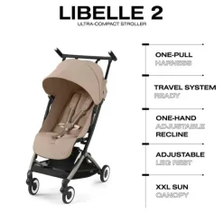 Cybex - Libelle Leve Carrinho de Bebê de Viagem com Dobra Ultra Compacta para Transporte, Bege Amêndoa Online