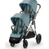 Cybex - Pacote de carrinho duplo Gazelle S 2, estrutura azul celeste/prata Sale