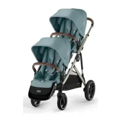 Cybex - Pacote de carrinho duplo Gazelle S 2, estrutura azul celeste/prata Sale