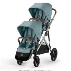 Cybex - Pacote de carrinho duplo Gazelle S 2, estrutura azul celeste/prata Sale
