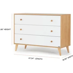 Dadada Furniture Dadada - Austin 3 Drawer Dresser, White/Red Oak Discount