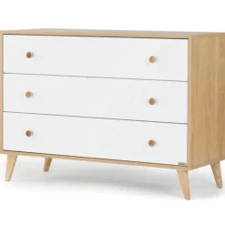 Dadada Furniture Dadada - Austin 3 Drawer Dresser, White/Red Oak Discount