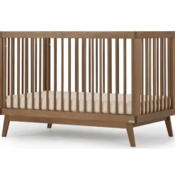 Dadada Furniture Dadada - Baby Soho 3-in-1 Convertible Wooden Crib to Toddler Bed, Walnut Clearance