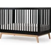 Dadada Furniture Dadada - Baby Soho 3-in-1 Convertible Wooden Crib to Toddler Bed, Black/Natural Fashion