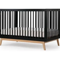 Dadada Furniture Dadada - Baby Soho 3-in-1 Convertible Wooden Crib to Toddler Bed, Black/Natural Fashion