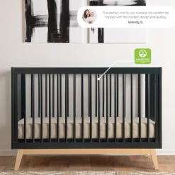 Dadada Furniture Dadada - Baby Soho 3-in-1 Convertible Wooden Crib to Toddler Bed, Black/Natural Fashion