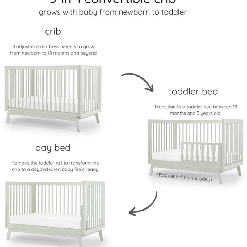 dadada__baby_soho_in_conv_SKUpMdxQc0O_2.webp Dadada Furniture Dadada - Baby Soho 3-in-1 Convertible Wooden Crib to Toddler Bed, Sage Outlet