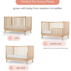 Dadada Furniture Dadada - Berço conversível 3 em 1 Baby Soho em cama infantil, natural Sale