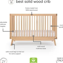 Dadada Furniture Dadada - Berço conversível 3 em 1 Baby Soho em cama infantil, natural Sale