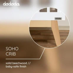 Dadada Furniture Dadada - Berço conversível 3 em 1 Baby Soho em cama de criança, branco/natural Fashion