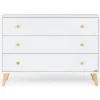 Dadada Furniture Dadada - Cômoda Austin com 3 gavetas, Branco/Natural Clearance