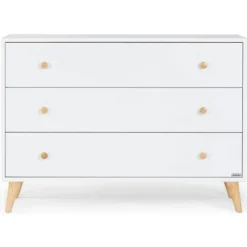 Dadada Furniture Dadada - Cômoda Austin com 3 gavetas, Branco/Natural Clearance