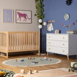 Dadada Furniture Dadada - Cômoda Austin com 3 gavetas, Branco/Natural Clearance