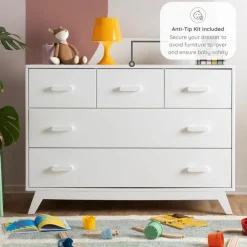 Dadada Furniture Dadada - Soho 5-Drawer Dresser for Nursery and Bedroom, White Fashion